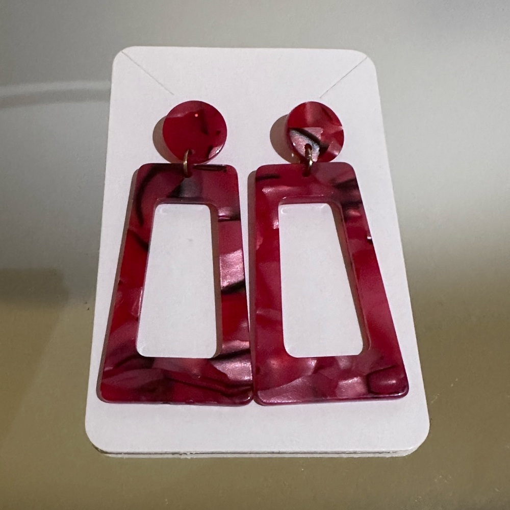 Red Geometric Earrings